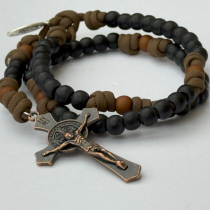 Brown Rope Rosary with Black Primary and Brown Secondary Beads