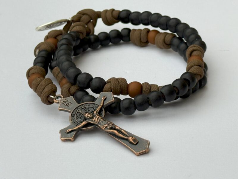 Brown Rope Rosary with Black Primary and Brown Secondary Beads