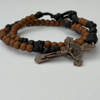 Black Rope Rosary with Brown Primary and Black Secondary Beads