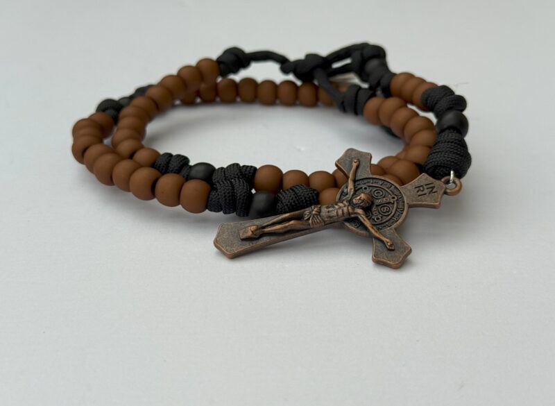 Black Rope Rosary with Brown Primary and Black Secondary Beads